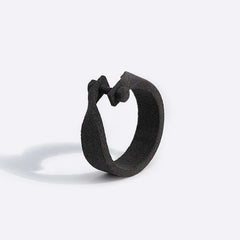 Gray nylon Machina X sample ring with adjustable machined design isolated on white background