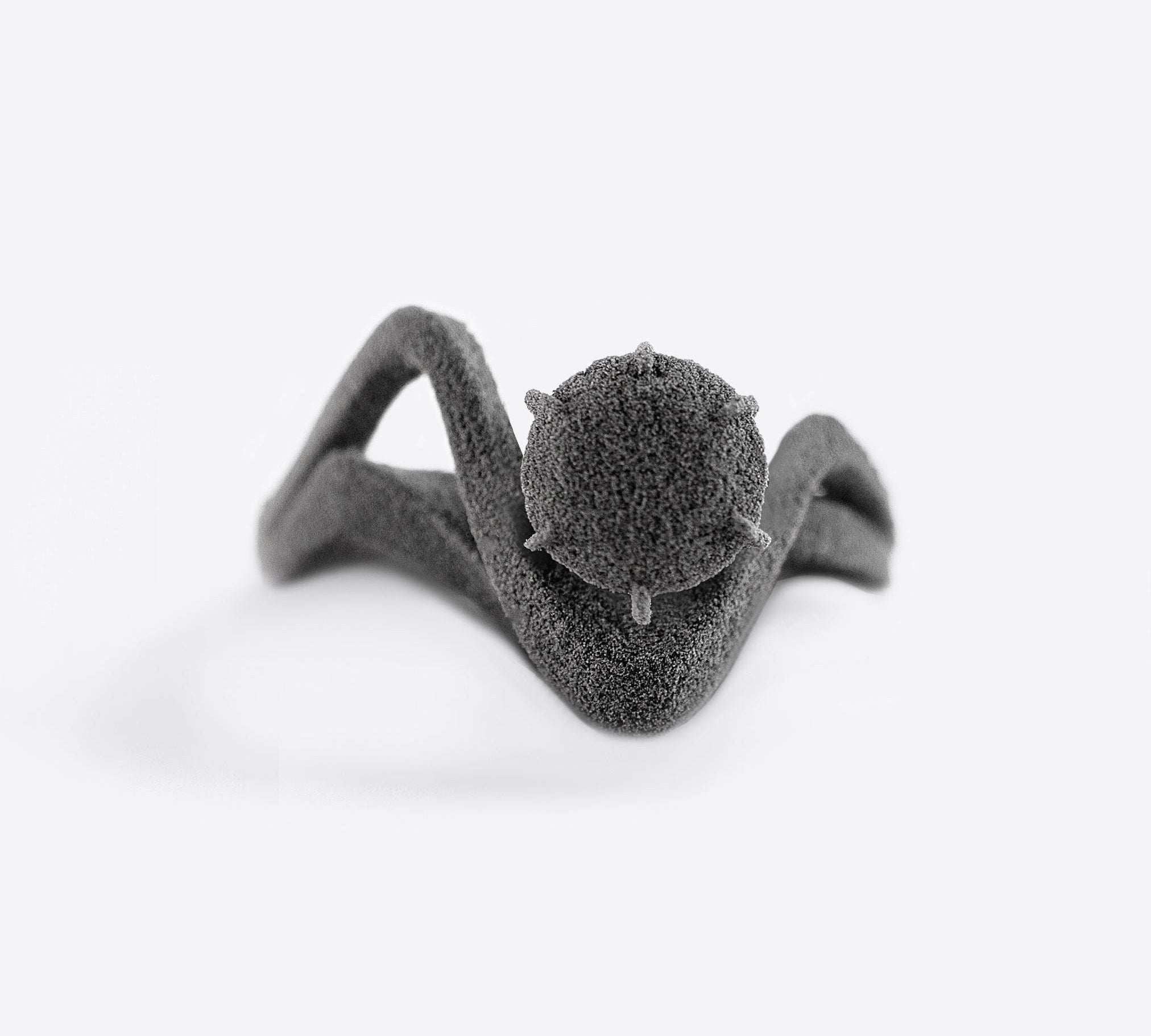 Rhea sample engagement ring gray nylon with unique asymmetrical curve design