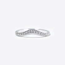 Lyra Ring platinum curved band with diamonds, elegant minimal design, 3D printed precision jewelry