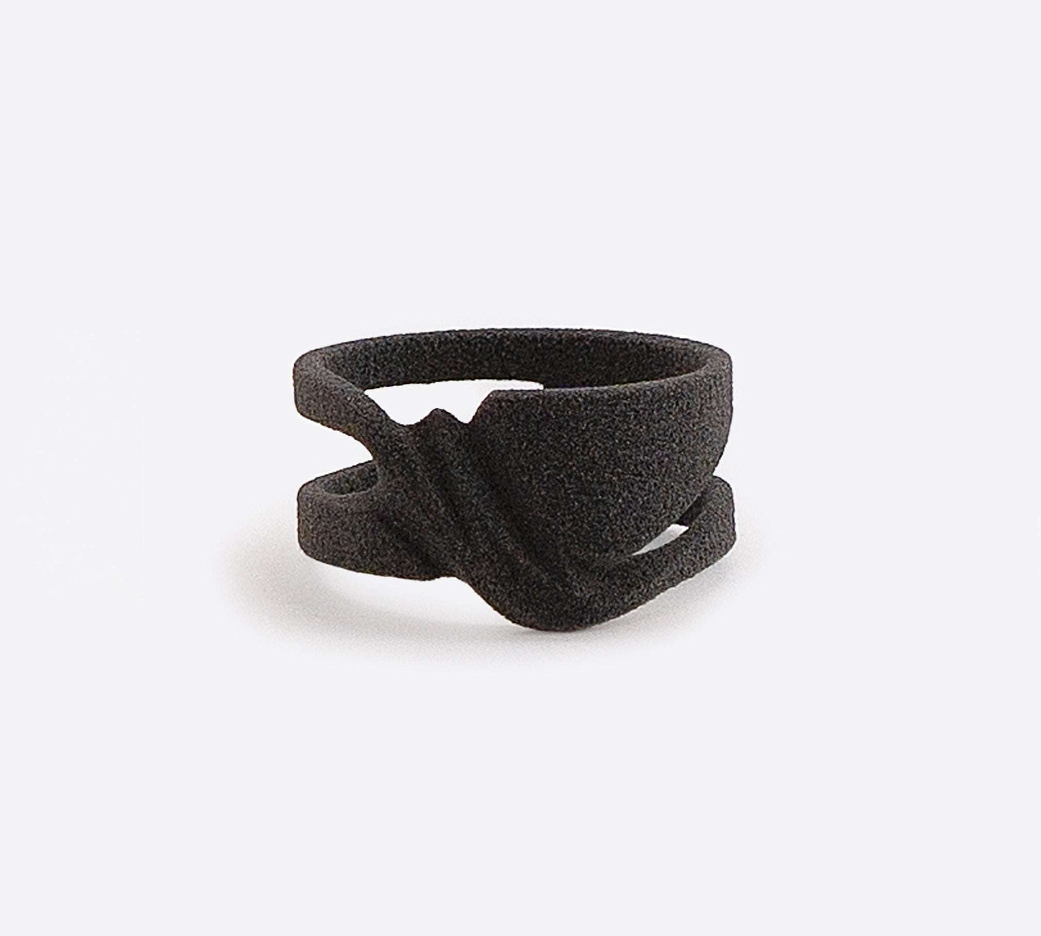 Gray Velum Sample Ring in nylon with a drapery-inspired open design
