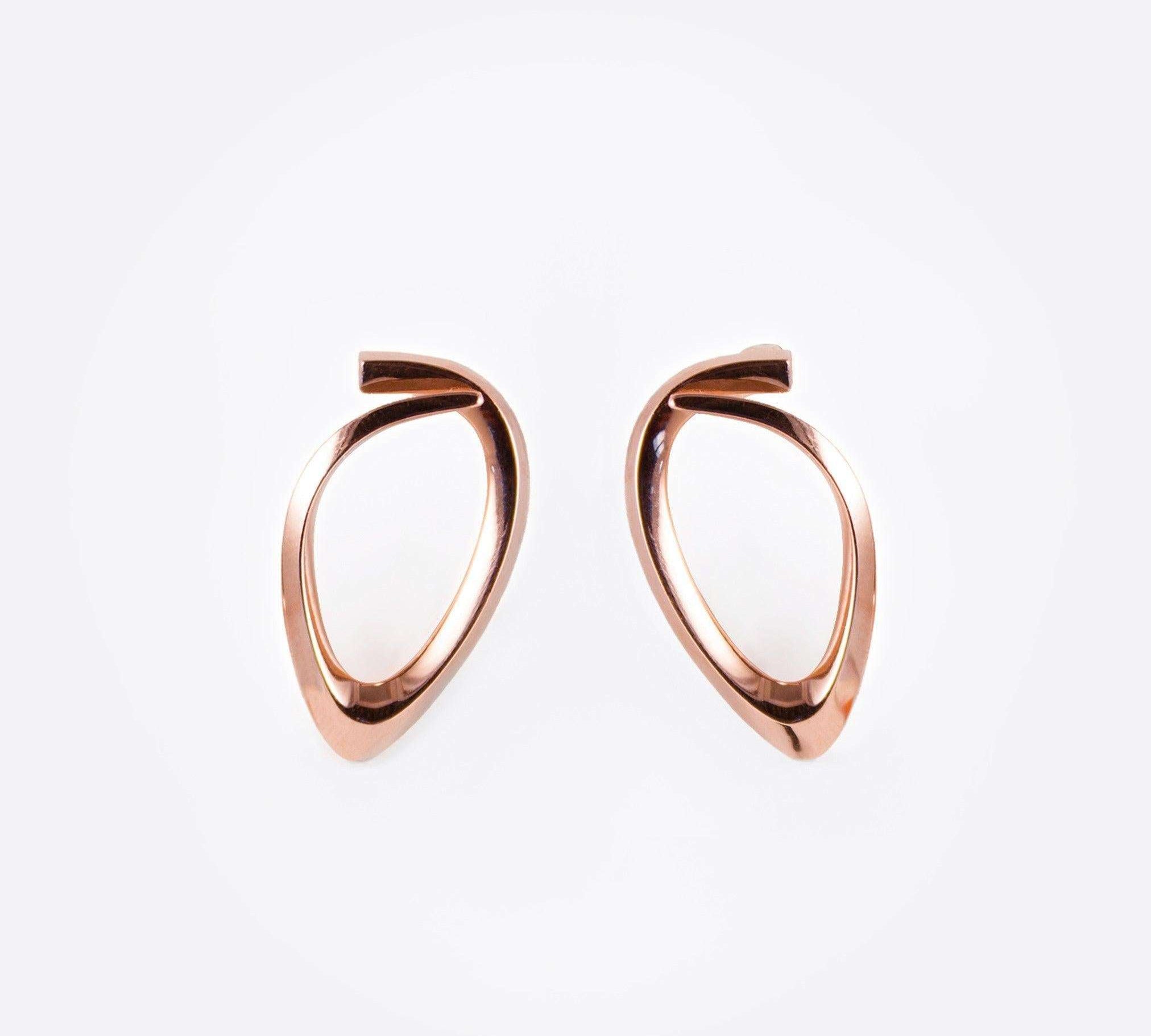 Rose gold Ansa earring design with delicate discontinuous loop stud pair