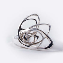 Sterling silver Papilio Ring bold statement design with elliptical petals and intricate detailing
